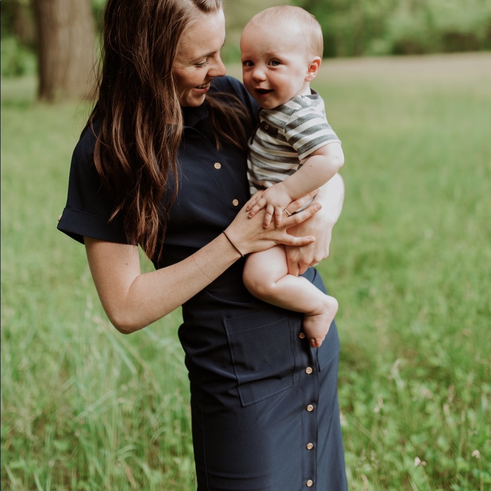 Bollie Brand Navy blue button up dress